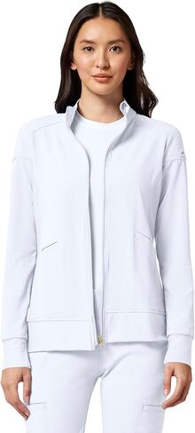 Cherokee iflex Uniforms Zip Front Scrub Jackets for Women CK303, M, White in Saudi Arabia