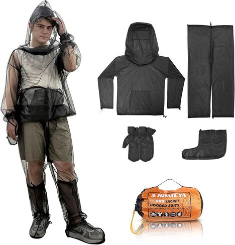 Homea Bug Jacket L/XL ، بدلة شبكية مضادة للبعوض مع سوستة على غطاء السراويل الشبكية الشبكية الشبكية مع حماية حرية حمل لحماية صيد الأسماك للرجال in Kuwait