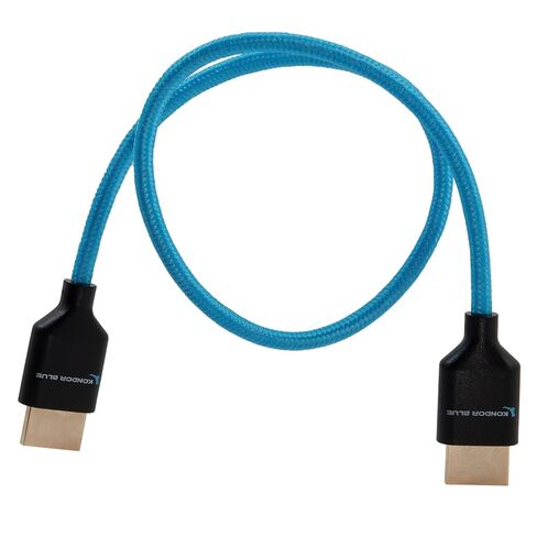 Kondor Blue 8k HDMI إلى HDMI رقيقة قصيرة من الكبل مضفر مستقيم على التوالي للشاشات على الكاميرا ، والتقاط البطاقات + المزيد | 8K/60Hz 4K/120Hz | 48GBPS 3D HDR METADATA | 17 "بوصة | الأزرق in Saudi Arabia