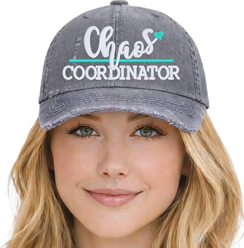 Women's Chaos Coordinator Hat, Baseball or High Ponytail Cap, Funny Cute Pun Gift for Busy Mom Twins Boss Lady Friend Sister in Saudi Arabia