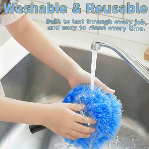 9pcs Screw on Webster Cobweb Duster Head for Pole | Spider Web Remover Brush | Cobweb Duster Head Attachment | Fits Standard 3/4 inch Threaded Poles (Blue) in Saudi Arabia