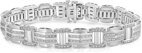 سوار Jewelili للرجال من الذهب الأصفر عيار 18 قيراط فوق الفضة الإسترلينية مع ألماس مستدير أبيض طبيعي، 1/2 قيراط، 8.5 بوصة in Kuwait
