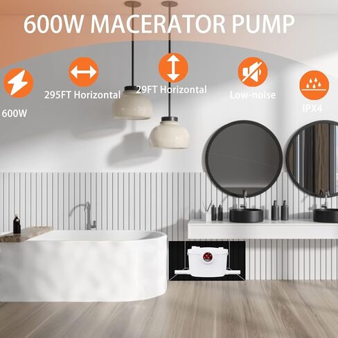 Simple Project Macerator Pump For Basement, 250W Macerator Sewerage Pump, Upflow Pump With 2 Water Inlets For Disposal Waste Water From Sink, Shower, Bathtub in Saudi Arabia