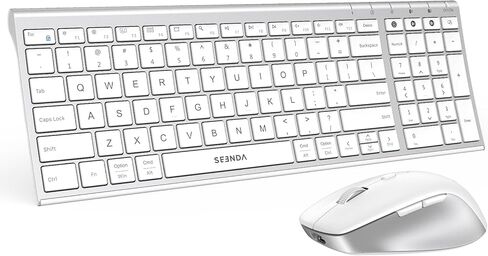 seenda Bluetooth Keyboard and Mouse Combo, COE401 USB+Dual BT Multi-Device, Rechargeable Wireless Keyboard Mouse, Slim Compact Combo Compatible for Mac OS Windows PC Laptop MacBook iPad - Black Grey in Kuwait