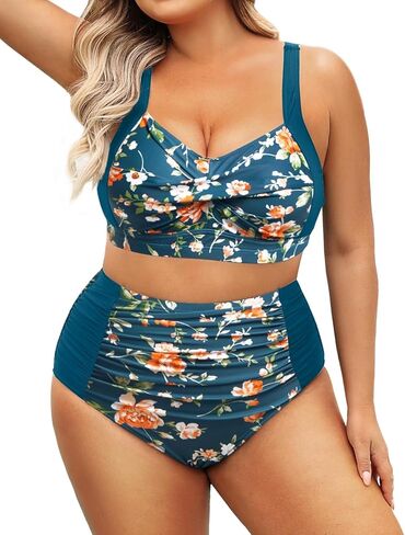 Daci Women's Plus Size Bikini Sets - High Waisted Two-Piece Swimsuits with Tummy Control in Kuwait