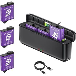 3 Pack Osmo 360 Action 5 Pro/4/3 Battery Replacement with Charger Kit, 2250mAh Extreme Batteries with 3-Channel Universal Charger Hub for DJI OSMO 360 OSMO Action 5 Pro Action 4 Action 3 Accessories in Saudi Arabia