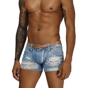 Meshal Men's Cotton Sexy Fake Jean Underwear Stretch 3D Denim Printed Personalized Boxer Briefs in Saudi Arabia