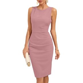 oten Womens Crew Neck Sleeveless Ruched Bodycon Sheath Work Cocktail Party Pencil Dresses in Kuwait