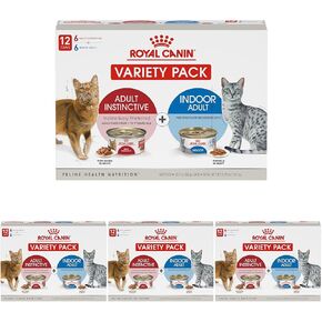 Royal Canin Feline Health Nutrition Indoor Adult & Adult Instinctive Wet Cat Food Variety Pack, Supports Healthy Digestion, Balanced Nutrition and Weight Management, 3 oz, 12 Pack in Kuwait