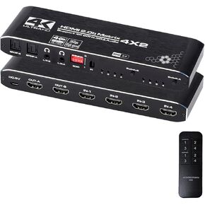 HDMI Matrix 4x2، 4K HDMI Matrix Switch 4 in 2 Out Switcher Spliter Box مع مستخرج EDID وجهاز التحكم عن بعد بالأشعة تحت الحمراء، يدعم Ultra 4K HDR، 4Kx2K@60 هرتز، ثلاثي الأبعاد، 1080P، HDMI 2.0b، HDCP 2.2 in Kuwait