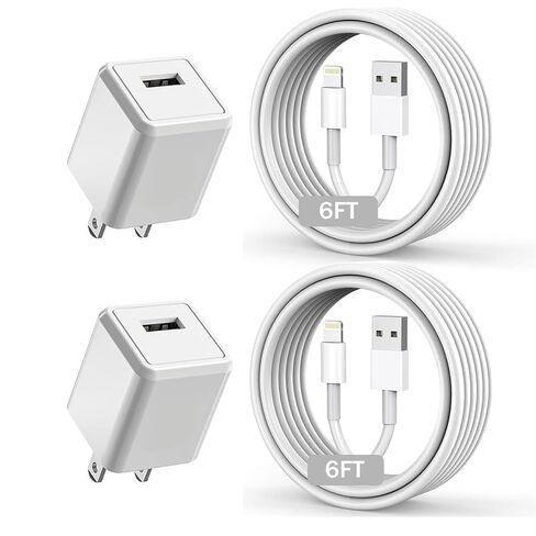 iPhone Charger, Long 6FT Apple iPhone Charger 2Pack[Apple MFi Certified]6feet Lightning Cable Quick Fast Charging Data Sync Cord USB Wall Charger Block Adapter for iPhone 14/13/12/11/XS/XR/X/8/SE/iPad in Saudi Arabia