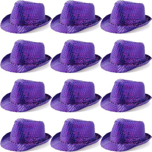 12 Pieces Western Sequin Hat Glitter Sequin Hat Solid Color Dance Hat Retro Disco Cap Unisex Costume Cap for Women Men Party Props Supplies in Kuwait