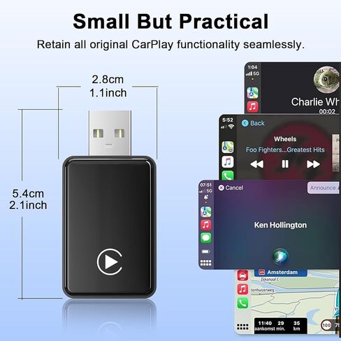 محول CarPlay اللاسلكي لـ iPhone ، ترقية الحجم المصغر تحويل Wired إلى محول Apple Carplay اللاسلكي ، وتصميم USB للسيارات مع كابلات امتداد USB-A & Type-C ، والتحكم المستقر ، والتوصيل والتشغيل in Kuwait