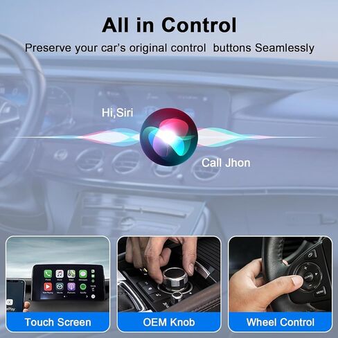 محول CarPlay اللاسلكي لـ iPhone ، ترقية الحجم المصغر تحويل Wired إلى محول Apple Carplay اللاسلكي ، وتصميم USB للسيارات مع كابلات امتداد USB-A & Type-C ، والتحكم المستقر ، والتوصيل والتشغيل in Kuwait