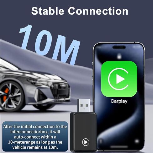 محول CarPlay اللاسلكي لـ iPhone ، ترقية الحجم المصغر تحويل Wired إلى محول Apple Carplay اللاسلكي ، وتصميم USB للسيارات مع كابلات امتداد USB-A & Type-C ، والتحكم المستقر ، والتوصيل والتشغيل in Kuwait
