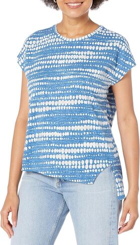 NIC+ZOE Women's Dotty Lines Ss Crew Assymetrical Tee in Saudi Arabia