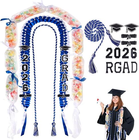 Geegoods Graduation Leis Customized Class of 2024 Graduation Ribbon Money Lei Graduation Necklace Adjustable Personalized Graduation Gift for High School College Graduation Party in Saudi Arabia