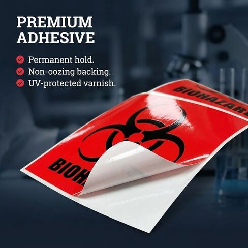 2" x 2" Biohazard Stickers Sign, Roll of 250 Biohazard Warning Labels, Coated Paper, Universal Biohazard Symbol, Self-Adhesive Biohazard Warning Signs for Labs, Hospitals, and Industrial Use in Saudi Arabia