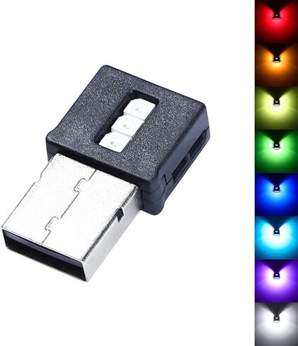 Lcyam USB Type C LED Ambient Light 8 Color RGB Car Atmosphere Night Lamp Automotive Interior Replacement Lighting Parts (2 Item Package) in Saudi Arabia