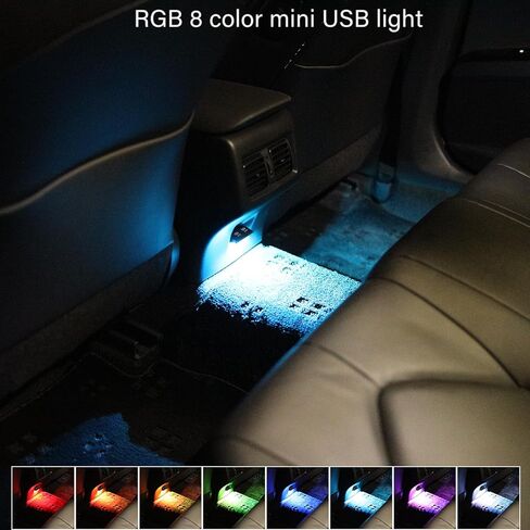 Lcyam USB Type C LED Ambient Light 8 Color RGB Car Atmosphere Night Lamp Automotive Interior Replacement Lighting Parts (2 Item Package) in Saudi Arabia