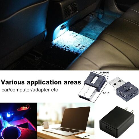 Lcyam USB Type C LED Ambient Light 8 Color RGB Car Atmosphere Night Lamp Automotive Interior Replacement Lighting Parts (2 Item Package) in Saudi Arabia