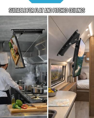 Electric Ceiling TV Mount with Remote - Motorized Ceiling TV Mount for Flat and Pitched Roof，32 to 70 Inch Flat and Curved Screen TVs （White） in Saudi Arabia