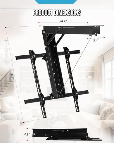 Electric Ceiling TV Mount with Remote - Motorized Ceiling TV Mount for Flat and Pitched Roof，32 to 70 Inch Flat and Curved Screen TVs （White） in Saudi Arabia