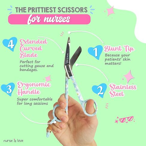 Lister Bandage Scissors for Nurses 5.5 Inch | Nursing Scissors | Medical Bandage Shears for Wound Care | Veterinary Bandage Scissors - With Round Tip, High Level in Stainless Steel - Beautiful Desings in Saudi Arabia