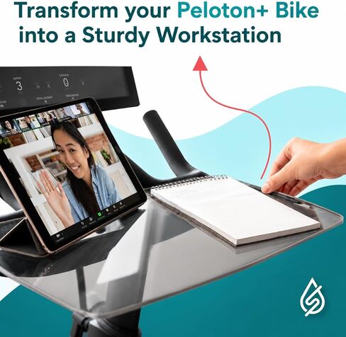 طاولة مكتب SELINA لدراجة Peloton لأجهزة الكمبيوتر المحمول والكمبيوتر اللوحي والهاتف والمزيد | صينية أكريليك شفافة ممتازة متوافقة مع ملحقات Peloton Bike القياسية (قياسية للدراجة) in Kuwait