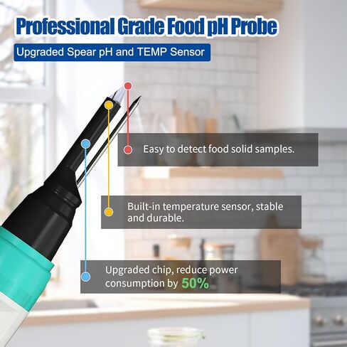 Yewhick Bluetooth Food pH Meter, Digital pH Meter for Food High Accuracy Waterproof Food pH Tester with ATC for Sourdough and Bread Canning, Meat, Cheese, Solid Samples, and Water in Saudi Arabia