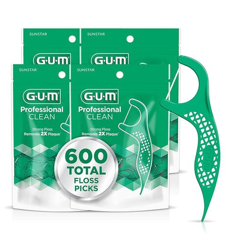 GUM - 889DD Professional Clean Flossers Extra Strong Flosser Pick, Fresh Mint, 150 Count (Pack of 4) in Saudi Arabia