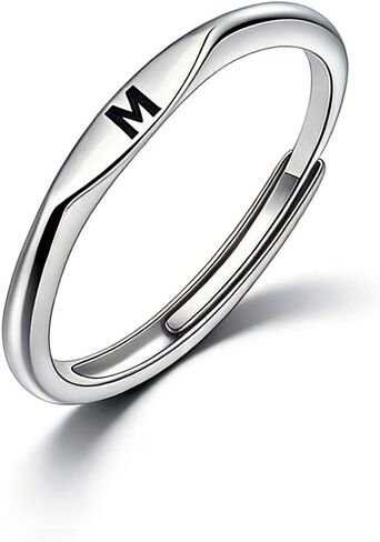 CSIYANJRY99 Thin Stacking Initial Rings for Women Stackable Plain Letter Ring for Teen Girls Silver Capital Letter Band Ring Open Adjustable Alphabet Ring in Saudi Arabia