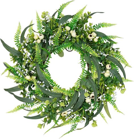 26inch Fern Wreath for Front Door, 26'' Farmhouse Mixed Green Wreath for Door Wall Window Decoration, Handmade Spring Summer Large Wreath in Saudi Arabia