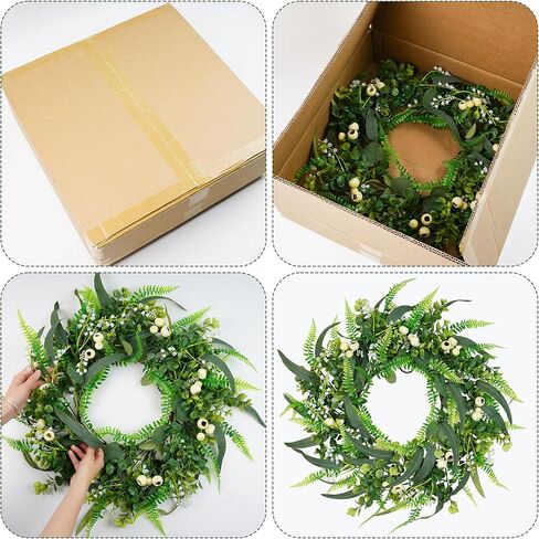 26inch Fern Wreath for Front Door, 26'' Farmhouse Mixed Green Wreath for Door Wall Window Decoration, Handmade Spring Summer Large Wreath in Saudi Arabia