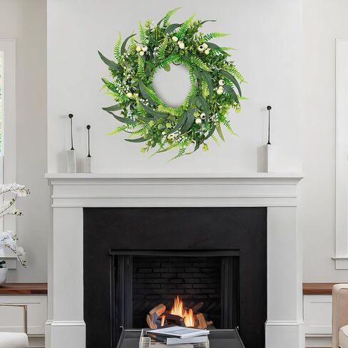 26inch Fern Wreath for Front Door, 26'' Farmhouse Mixed Green Wreath for Door Wall Window Decoration, Handmade Spring Summer Large Wreath in Saudi Arabia