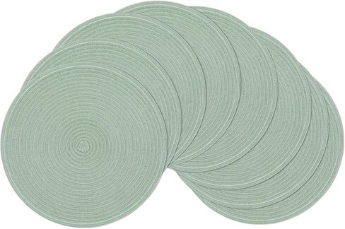 SHACOS Round Placemats Set of 6 Washable 15 inch Round Table Mats Cotton Polyester Woven Braided Place Mats for Dining Table (Aqua, 6) in Saudi Arabia