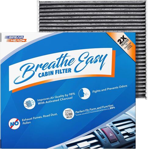 Spearhead Odor Defense Breathe Easy Cabin Filter, Fits GV60, Elantra/N, Ioniq 5, Santa Cruz, Santa Fe, Sonata, Tucson, K5, Niro, Sorento, Sportage, Up to 25% Longer Lasting w/Activated Carbon (BE-820) in Saudi Arabia