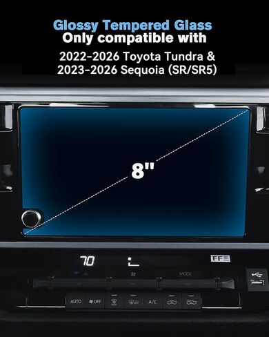For 2022~2025 Toyota Tundra& 2023~2025 Toyota Sequoia (SR/SR5) Screen Protector 8 Inch Matte Anti-Glare Tempered Glass Touchscreen *1 Accessories 9H Hardness Glass - No More Fingerprint in Saudi Arabia