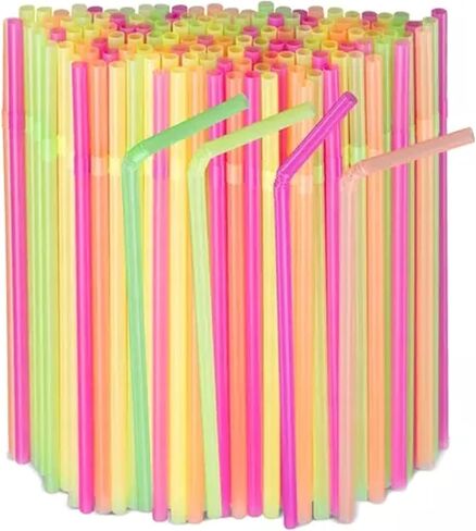 200 Bendable Disposable Drinking Straws - Flexible Straws - Bendy Straws Disposable - Plastic Straws Bendable - Classic Straws - Straws disposable- Straws Drinking Plastic in Kuwait