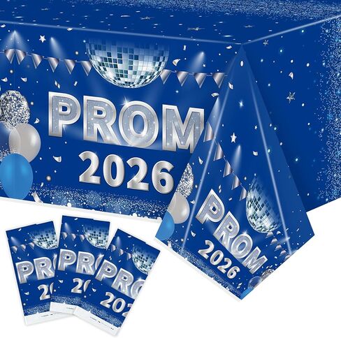 MALLMALL6 Prom 2024 Graduation Tablecloths - 3Pcs Table Cover for Graduates Congrats Grad Party Supplies Decors, Plastic Table Cloth Black and Silver for Party Decorations, 108×54 inch in Saudi Arabia