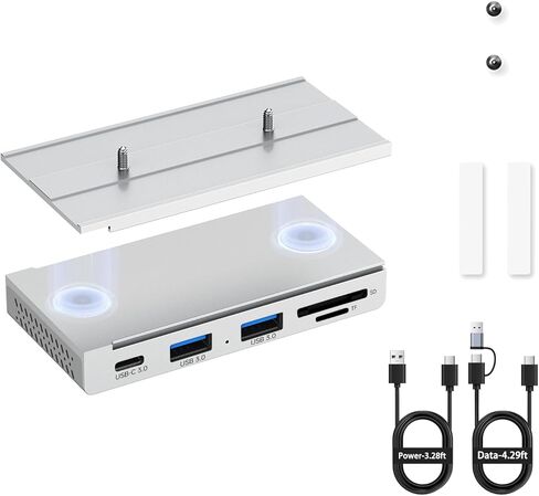 EJAY 5-in-1 Magnetic USB 3.0 Hub with SD/TF Card Reader, 2 USB-A + 1 USB-C Ports, Includes Sliding Rail, Screws & Sticky Pads for MacBook Laptop PC in Saudi Arabia