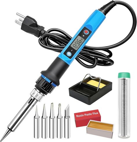 Soldering Iron Kit, 80W 110V Fast Heat up in 10s LCD Digital Adjustable Temperature Soldering Gun Thermostatic Soldering Kit for Electronic in Saudi Arabia