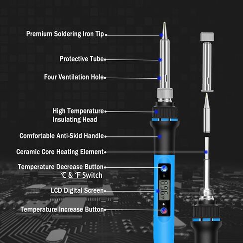 Soldering Iron Kit, 80W 110V Fast Heat up in 10s LCD Digital Adjustable Temperature Soldering Gun Thermostatic Soldering Kit for Electronic in Saudi Arabia