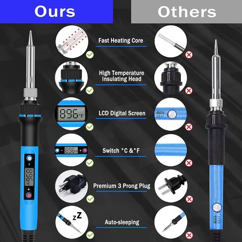 Soldering Iron Kit, 80W 110V Fast Heat up in 10s LCD Digital Adjustable Temperature Soldering Gun Thermostatic Soldering Kit for Electronic in Saudi Arabia