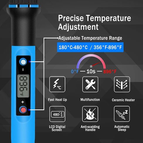 Soldering Iron Kit, 80W 110V Fast Heat up in 10s LCD Digital Adjustable Temperature Soldering Gun Thermostatic Soldering Kit for Electronic in Saudi Arabia
