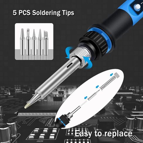 Soldering Iron Kit, 80W 110V Fast Heat up in 10s LCD Digital Adjustable Temperature Soldering Gun Thermostatic Soldering Kit for Electronic in Saudi Arabia