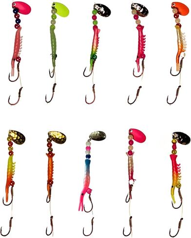 Kokanee Salmon Serrimp & Hoochies Fishing Lures - عبوات متعددة الألوان بما في ذلك Hoochies Micro و Rerimp - بناء بلاستيكي متين مع خطافات أخطبوط حادة - مثالية لـ Kokanee & Trout in Saudi Arabia