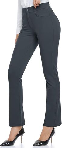 HISKYWIN Women Yoga Dress Pants Stretchy Work Pants Straightleg/Bootcut Office Slacks with Pockets for Business Casual Petite in Saudi Arabia