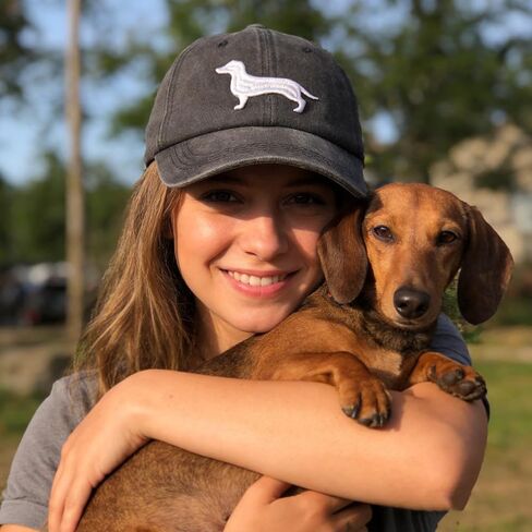 Jumsky Dachshund Gifts, Dog Dachshund Mom Baseball Caps for Women Washed Cotton Plain Snapback Hat Black in Saudi Arabia