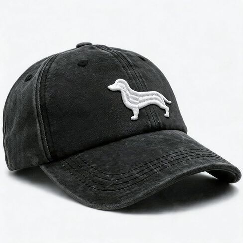 Jumsky Dachshund Gifts, Dog Dachshund Mom Baseball Caps for Women Washed Cotton Plain Snapback Hat Black in Saudi Arabia